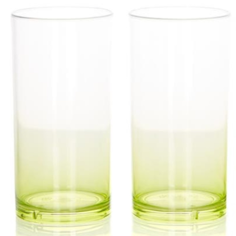 2 SETs total of 4vTrina Turk Green Ombre Hi Ball Acrylic Glasses NWT. Easter